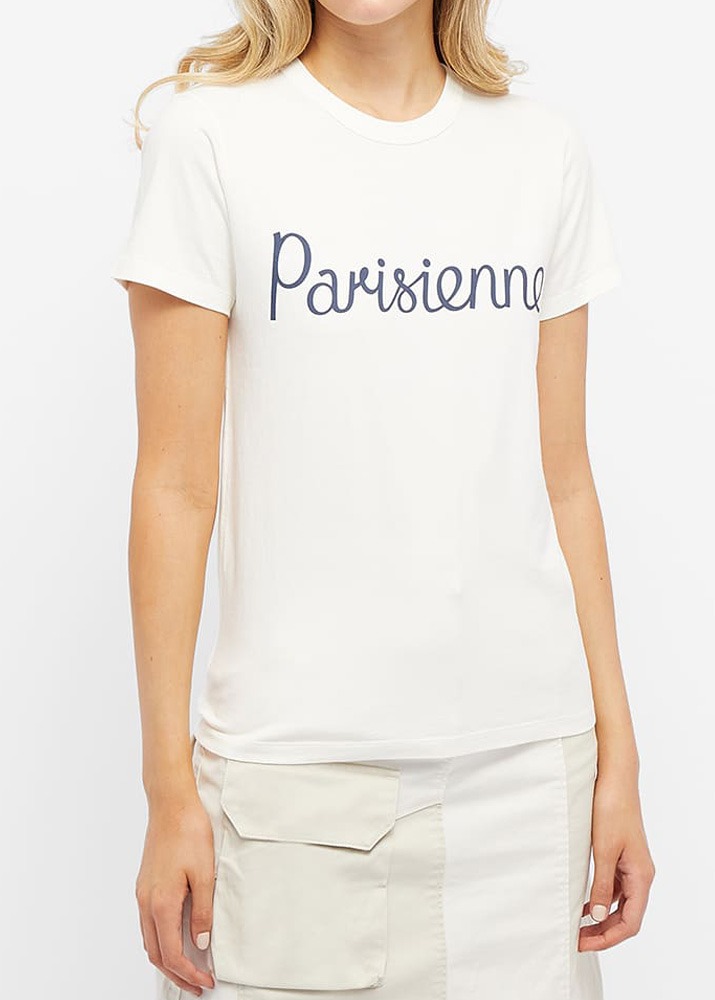 [국내당일발송] 메종 키츠네 22FW 여성 Parisienne 파리지앵 로고 티셔츠 [라떼] AW00101KJ0005 P702