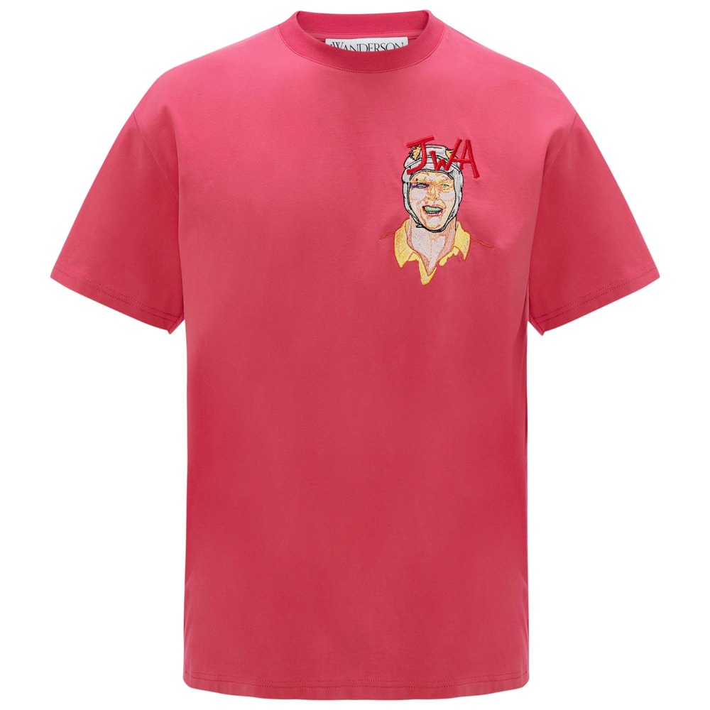 [국내당일발송] JW앤더슨 22SS 릴랙스핏 럭비 자수 티셔츠 [핑크] JT0067PG0772 300