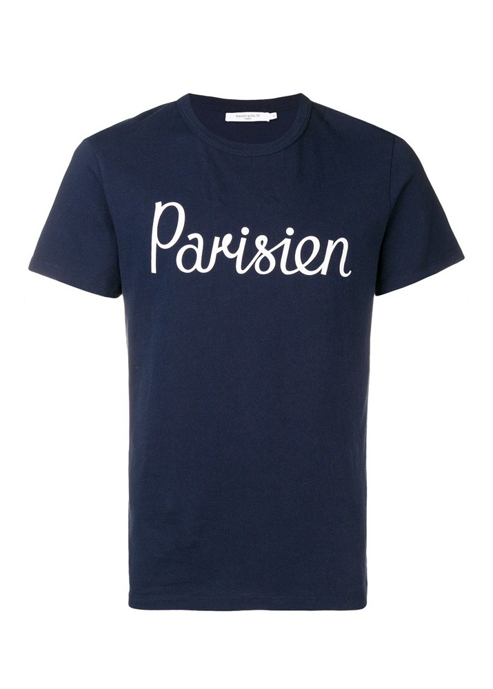 [국내당일발송] 메종 키츠네 22FW Parisienne 파리지앵 로고 티셔츠 [네이비] AM00101KJ0008 P480