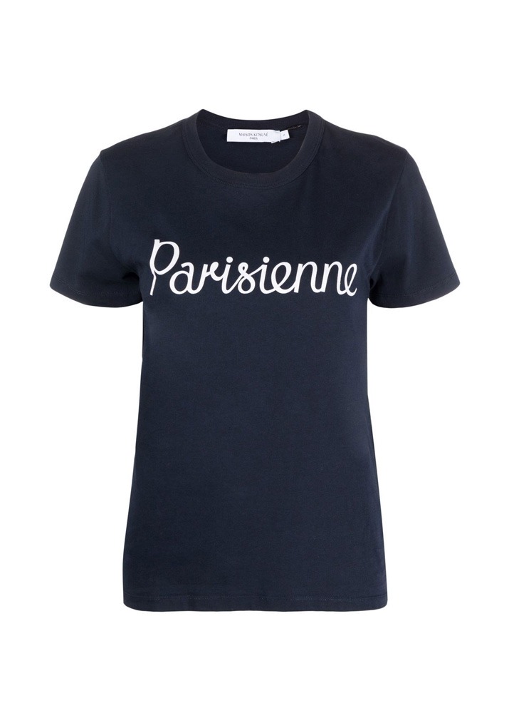 [국내당일발송] 메종 키츠네 22FW 여성 Parisienne 파리지앵 로고 티셔츠 [네이비] AW00101KJ0005 P480