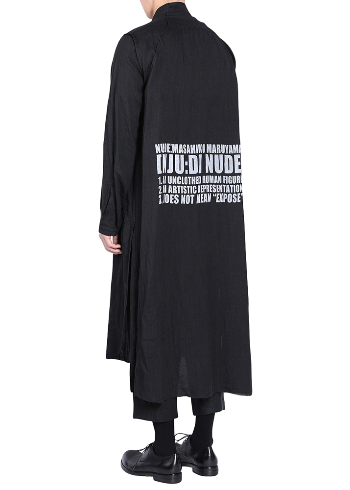 [국내당일발송] 누드MM 19SS 리버서블 로고 린넨 롱 셔츠 [블랙] NU-1402 Black